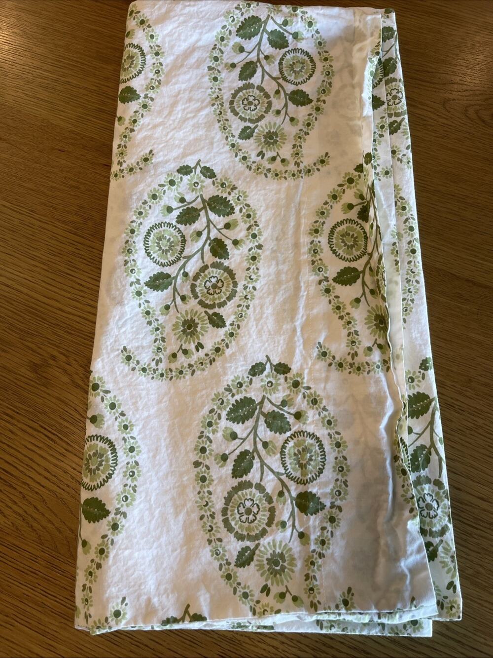 Garnet Hill Organic Cotton King Pillow Case Siesta Green Flower Paisley